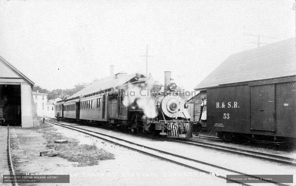 Postcard: Narrow Gauge Train at Station, Bridgton, Maine